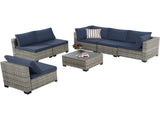 7-Piece Outdoor Patio Furniture Set, All-Weather Wicker Rattan Sectional Sofa With Thick Cushions & 02176082