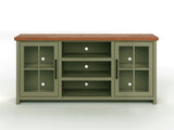 67 inch TV Stand Console for TVs up to 80 inches, No Assembly Required, Sage Green and Fruitwood B108P160211
