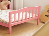 Single-layer vertical plank bed with side railings, pink, 135*75*62.5cm, wooden bed, pine, 90765179