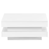 ON-TREND High Gloss Minimalist Design with LED Lights, 2-Tier Square Coffee Table, Center Table for WF295997AAK