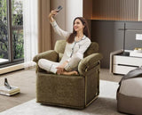 360 Degree Square Swivel Accent Sofa Chair,Fluffy Fabric Lounge Wide Upholstered Reading Chair with W2012P319076