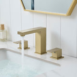 Bathroom Stainless Steel Faucets for Sink 3 Hole Nickel Gold 8 inch Widespread Bathroom Sink Faucet W1932P353492