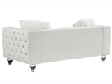 Beige, Two-seater Sofa, Velvet Crystal Buckle Upholstery Sofa, Crystal Feet, Removable Cushion, Two 93846557