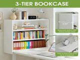 3-Tier Adjustable Open Bookcase, Freestanding White Wood Storage Shelf, 88lbs Load Capacity Display 90931503