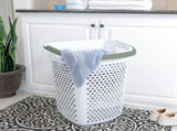 2 Bushel Rolling Plastic Laundry Hamper with Pop-up Handle, White, 2 Pack 54116224