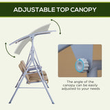 2 Person Porch Swing with Stand, Outdoor Swing with Canopy, Pivot Storage Table, 2 Cup Holders, W2225142480