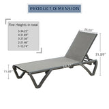 ZNTS Patio Chaise Lounge Outdoor Aluminum Polypropylene Chair with Adjustable Backrest, Poolside W1859109837