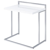 White High Gloss Rectangular Top Snack Table with Metal Legs B062P156868
