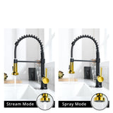 Commercial Black and Nickel Gold Faucet with Pull Out Sprayer, Single Handle Single Lever W1932P180032
