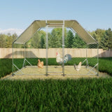 9.94 ft. x 6.46 ft. x 6.36 ft. Metal Large Chicken Coop Walk-in Poultry Cage Run Flat Shaped with W2505P176604