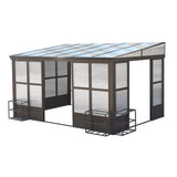 10x14FT All Season Sunroom, Outdoor Permanent Wall Mounted Solarium with Detachable Polycarbonate W1859P238678