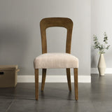 Dining Chairs Set of 2, Upholstered Kitchen Side Chairs with Beige Fabric Seating Light Brown Solid N779P236958A
