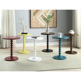 White Round Wooden Side Table B062P189131