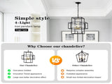 4-Light Metal Lantern Tiered Pendant Hanging Light Fixtures, Industrial Farmhouse Adjustable Height W1592P247685