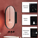 20x34 Inch Oval Recessed Medicine Cabinet, Metal Framed Bathroom Wall Cabinet with Mirror and W1435P201160