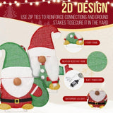 Set of 2 Lighted Gnome and Candy Cane Christmas Decorations, Pre-lit 2D Holiday Decor with 80 Warm 13136794