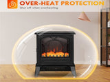 Electric Fireplace Freestanding Stove Heater with Realistic Flame 15.25"x9.5"x22.25" Black 30037408