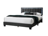 ZNTS 1pc Queen Size Bed Charcoal Wool Fabric Channel Tufting w LED Full Upholstered Bedframe Bedroom Bed B011P238968