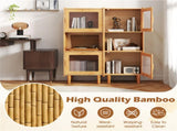 Natural Bamboo 3-Cube Storage Cabinet, Acrylic See-Through Doors & Open Compartment 74346407