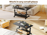 Height Adjustable Desk Standing Desk Small Desk for Small Spaces, Mobile Rolling Computer Desk on 58805378