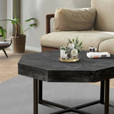 Wood Octagonal Vintage Patchwork Craft Farmhouse 30 Inch Wooden Top Cross Metal Legs Coffee W1445P193123