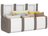 80 Gallon Extra Large Outdoor Deck Box Waterproof PP Storage Box with Lockable Lid-Beige 71337530