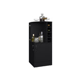 FM FURNITURE Toyei Corner Bar Cabinet with Bottle Rack, Open Shelves, and Hidden Storage, Black B128P269881