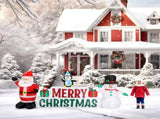 9.8 Ft Wide Lighted Santa and Snowman Christmas Inflatable with Merry Christmas Sign 93990105
