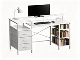 3-Drawer 4-Shelf P2 Particleboard Iron Pipe Computer Desk with Power Strip 03545599