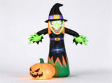 8FT Halloween Inflatable Witch and Pumpkin with Built-in LED Lights Pumpkin Blow Up Outdoor Yard 22995142
