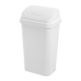 (2 pack)Kitchen Trash Can, 13 Gallon Plastic Garbage Bin with Swing Top Lid, White 08199863