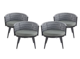 Outdoor Dining Chair-Metal & Rope with Light Gray Cushion Patio Furniture,Weather-Resistant Patio N770P290585G