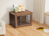 27.2" Dog Crate Furniture with Wheels for Small Dogs, Heavy Duty Dog Kennel Indoor with 2 Doors, 94926706