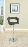 Bar Stool Counter Height Chairs Set of 2 Adjustable Height Kitchen Island Stools Black PVC / Faux HS00F1555-ID-AHD