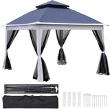 ZNTS Outdoor 11x 11Ft Pop Up Gazebo Canopy With Removable Zipper Netting,2-Tier Soft Top Event W419P168164