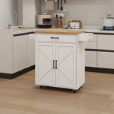 ZNTS Kitchen island rolling trolley cart with Adjustable Shelves & towel rack & seasoning rack rubber 06552763