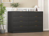 Modern 8 Drawers Dresser Chests for Bedroom,47.2" Wide Wood Chest of Drawers with Gold Metal W409P307537