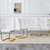 Luxury Simple Arch Chair - Set of 4 White PU Material High Resilience Dining Chair with Arched Metal W1151P154873