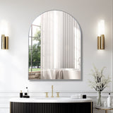 30x40 Inch Silver Metal Framed Arched Bathrrom Mirror for Wall. W2203P310337