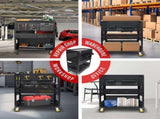 3-Tier DIY Detachable Utility Cart Storage Tool Cart With Steel Pegboard, Foldable Rolling Tool Cart W2801P283428