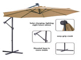 10 FT Solar LED Patio Outdoor Umbrella Hanging Cantilever Umbrella Offset Umbrella Easy Open 94638711