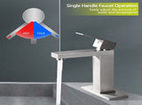 Bathroom Faucet Single Hole, Single Handle Stainless Steel Faucet for Bathroom Sink with Deckplate W1224P195900
