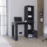 Iowa Computer Desk with 1-Cabinet and 4-Tier Bookcase B070P188864