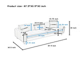 FX-P11-CW 87.4 Inches 3 Seater Sofa for Living Room, Upholstered Couch with High Resilience W576P360570