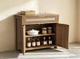 Rattan Sideboard Cabinet, Farmhouse Storage Cabinet with Adjustable Shelf, Boho Kitchen W3204P489399