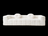 84.6-inch Modern Boneless Couch with Two Circular throw pillows,Skin-friendly lychee-textured W834P366230