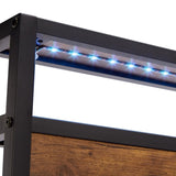 King Size Metal Platform Bed Frame with Wooden Headboard and Footboard with USB LINER, LED Lights W311134464