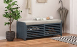 TREXM Distressed Shutter Storage Bench with Acacia Veneer for Retro Charm for Living Room, Entryway N715P196968M