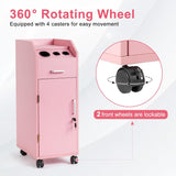 Hair Salon Storage Cart with Wheels & 3 Hair Dryer Holders & 4 Drawers & Lock & 2 Keys, Hairdressing 44313324
