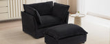 Modern Armchair Sofa 47" Cozy Upholstered Sofa Chair with Movable Ottoman, Wide Seat, Curved N719P292695B